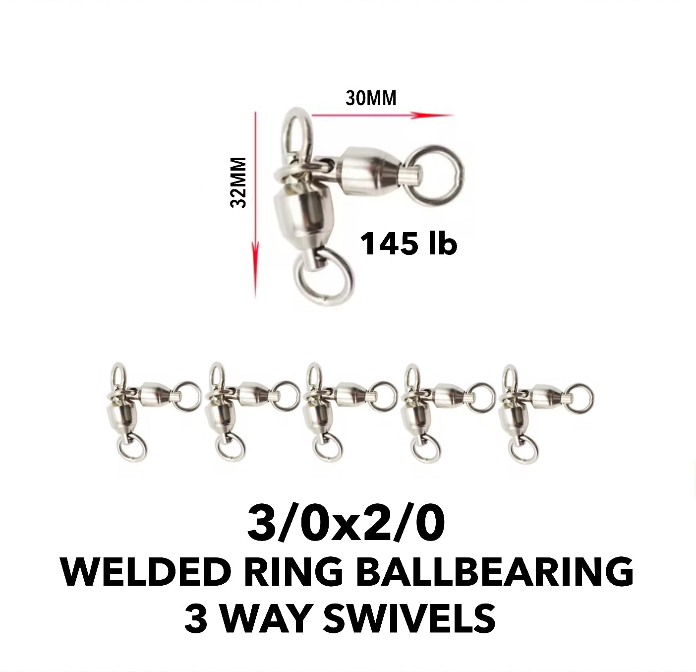 3/0X2/0 BALLBEARING 3 WAY SWIVELS